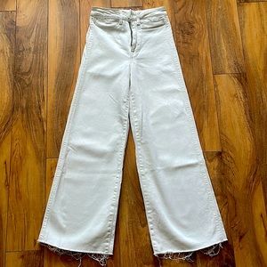 H&M white high waist culotte pants raw hem jeans